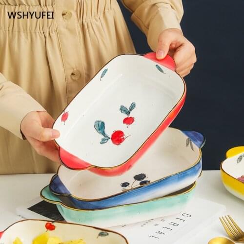 Nordic style roasted rice baking dish ceramic binaural cute rice dish creative oven bowl home exquisite vegetable bowl