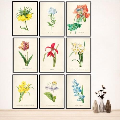 Modern Room Print Set of 9 Blue Botanical Wall Painting Vintage Flower Kitchen Trends Farmhouse Art No Frame Pictures