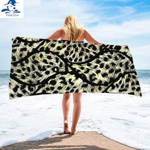 PHAYON Adult Sports Towel Leopard Pattern Beach Robe Swimming Yoga Towel Microfiber Beach Towel Children Camping Travel Towel