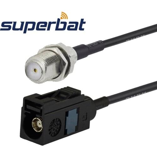 Superbat Fakra to F Cable Fakra A Jack Straight to F Female Bulkhead Straight Pigtail Cable RG174 100cm
