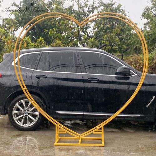 Wedding Arch Props Grid Heart-Shaped Arch Wrought Iron Geometric Shelf Party Stage Backdrop Flower Arrangement Decoration Frame