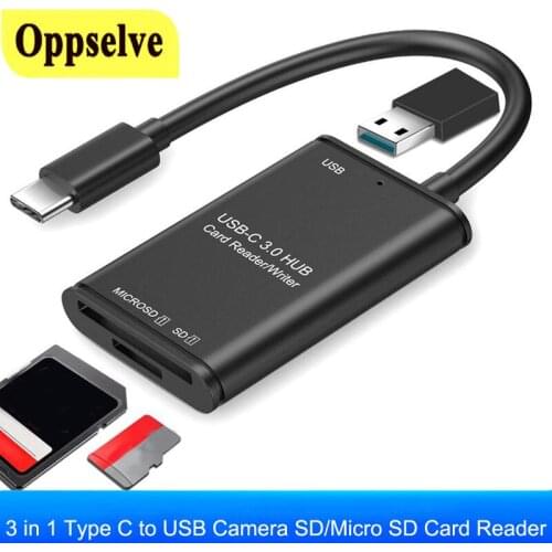 Oppselve 3 in 1 Card Reader USB 3.0 & USB Type C to SD Micro SD TF Card Reader OTG Adapter Smart Memory Cardreader For iPad