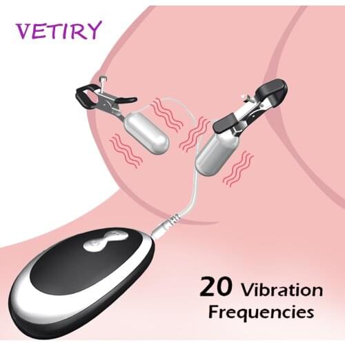 Vibrator Nipple Clamps Breast Massage Remote Control Sex Toys for Women Clitoral Nipple Clip 20 Frequency Adult Games SM Bondage