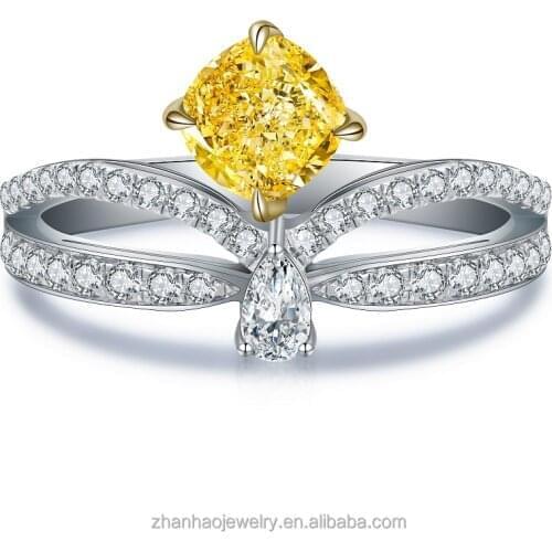 Zhanhao 2021 Hot Sale Simulated Diamond 1.0ct 8.5*5.5mm 925 Sterling Silver Ring Cushion Shape Fashion Jewelry