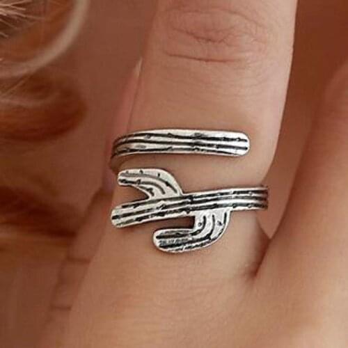 Cactus Ring Ancient Silver Color Rings For Women Jewelry Creative Cactus Plant Ring Jewellery Anel Anillos Aneis Bague Anelli