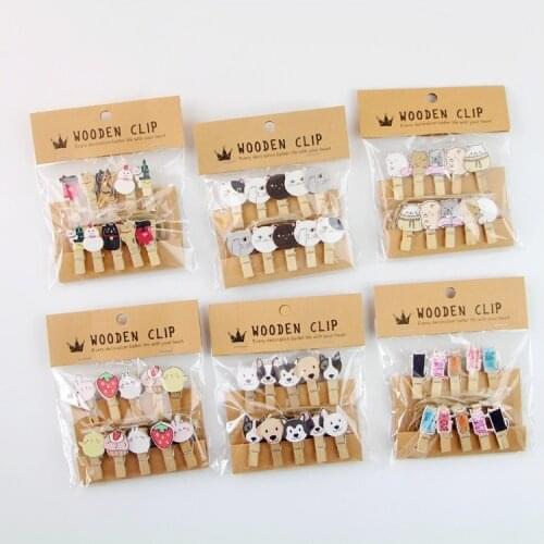 10 Pcs/Lot Creative Cartoon Animal Wooden Clip with Hemp Rope Photo paper Clothespin Craft Clips Party Decoration Clip