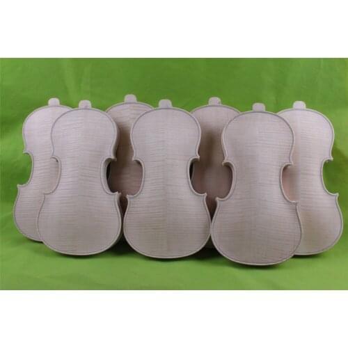 2 pcs 4/4 violin unfinished Flame maple Russian spruce top White Violin Body#1034