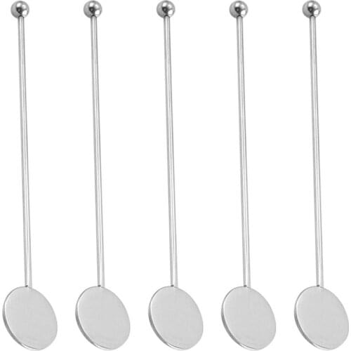 5pcs Stainless Steel Milk Powder Juice Stirring Sticks Cocktail Drink Stirrers