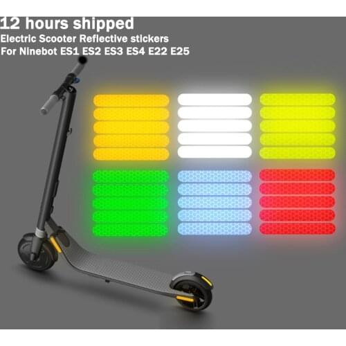 5 Pieces Of Ninebot Electric Scooter Es1 Es2 Es3 Es4 E22 E25 Series Reflective 6-color Pvc Stickers to Ensure Safe at Night