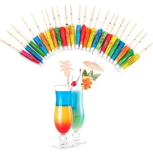 New 50Pcs Retro Mini Mixed Bright Color Umbrellas Parasol Snack Cocktail Creative Birthday Wedding Party Pick Decoration