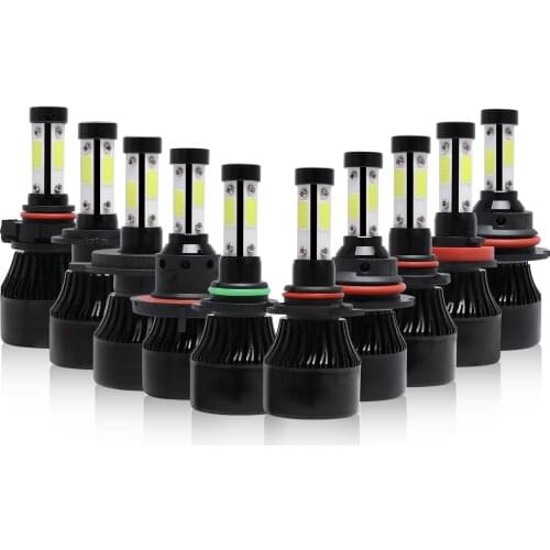 2PCS H4 H7 H11 H13 9005 9006 9007 Car Headlight Bulb 100W 16000LM 4-Sides LED Headlight Bulb Auto Headlamp White Light 6500K