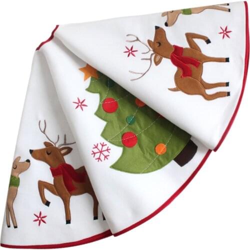Reindeer applique embroidery Christmas tree applique embroidery White Christmas Tree Skirt 50"