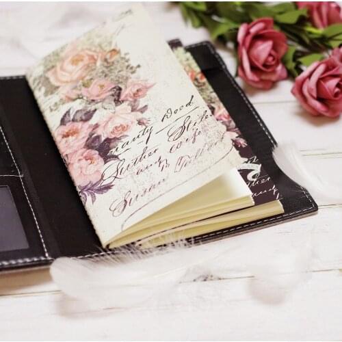 2019 Yiwi Retro Travel Bind Planner Black White Rose flower Creative Travel Notebook 22x13cm