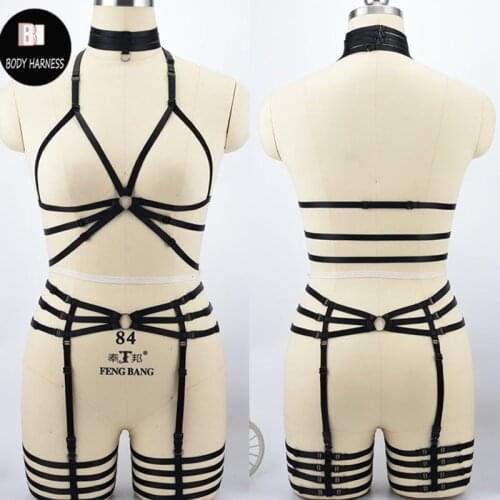 Body Harness Cage Bra Sexy Body belt Fetish Garter Belt adjustable Gothic Sexy body belt Leg Garter Crop Top Lingerie Body suit