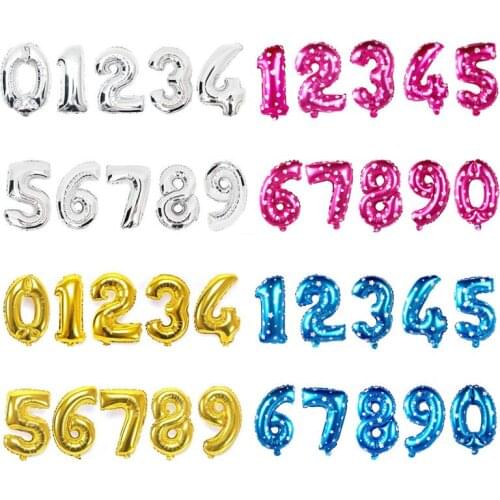 Digit Party Ballons 16 inch Gold Silver Birthday Number Letter Balloon Pink Foil Helium Balloons Wedding Party Decor Balloon