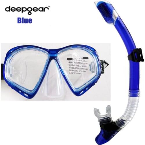 DEEPGEAR SCUBA DIVING MASK SNORKEL SET Clear silicon scuba mask dry snorkel diving gears Top watersport swim and dive equipment