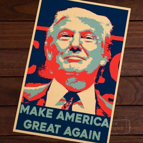 Donald Trump Make America Greater Again Retro Vintage Kraft Decorative Poster DIY Wall Canvas Sticker Delicate Home Bar Decor G