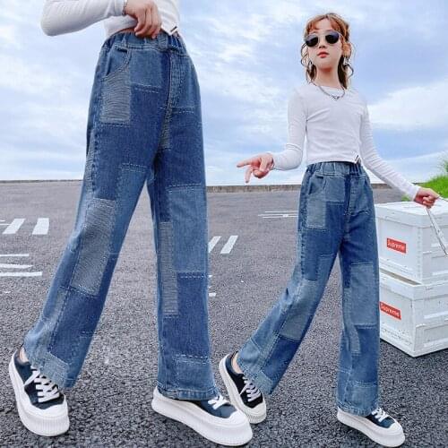 Teen Girls Denim Pants Spring Autumn Fashion Kids Loose Jeans High Waist Soft Girl Trousers Unisex Kids Jeans for Boys 5-14Years