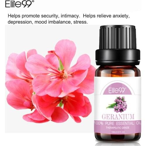 Elite99 10ml Geranium Pure Essential Oils Aromatherapy Diffusers Essential Oils Massage Relieve Stress Oil Help Sleep Air Fresh