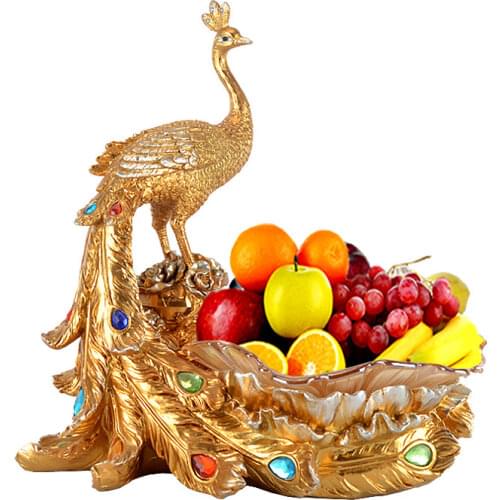 European Peacock Glass Living Room Decoration Household Creative Dry Fruit Candy Plate Kitchen Supplies Fruit Plate