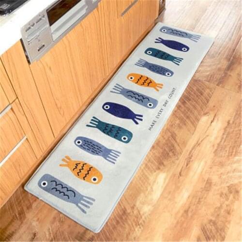 Flannel Cartoon Area Carpet Home Kitchen Bathroom Carpet Strip Door Mat Anti-slip Cushion