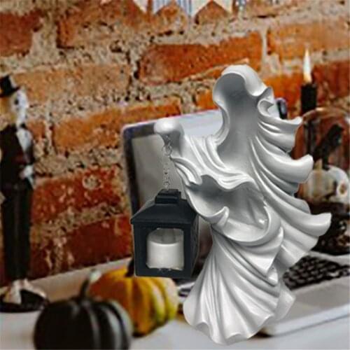 Hells Messenger With Lantern The Ghost Looking For Light Witch Decoration Lantern Realistic Resin Ghost Sculpture Waterproof