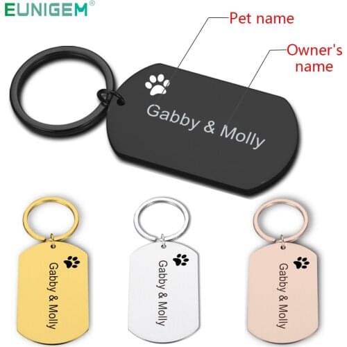 Engraved Dog ID Tag Pet Name Owner Keychain Personalized Pet Name for Cat Puppy Dog Collar Tag Pendant Keyring Dog