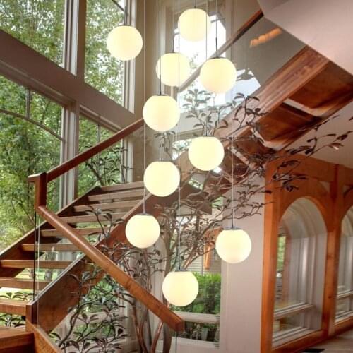 Glass Ball Hanging Lamp Hall Pendant Lamps Stairway Hanging Lights Industrial Lamp Staircase Pendant Lighting for Living Room