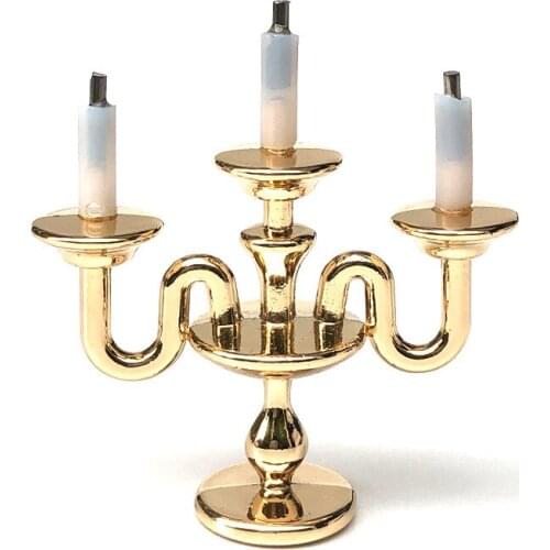 1Pcs/set 1/12 Dollhouse Miniature Metal Candle Holder Candlesticks Diy Model House Toys