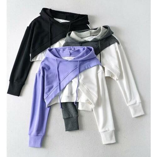Montage Hoodies European And American Pullovers Streetwear Style Sweater Short Sweet Girl Autumn Hoody Top 2021 New