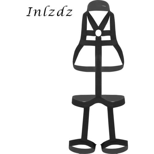 Mens Lingerie Sexy Full Body Chest Harness Belt with Leg Garter Straps Sexy Club Cosplay Costume Halter Neck Elastic Harness