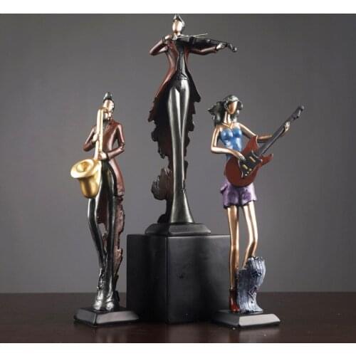 Musical Portrait Art Sculpture Ornaments Decor Resin Crafts Music Man Statue Home Decoration Accessories