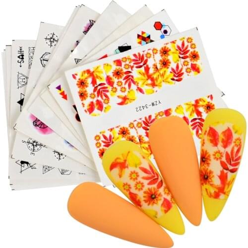 Nail Stickers Maple Leaves Alphabet Flower Nail Water Stickers Transfer Decals Sliders Manicures Decoration