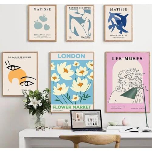 Matisse Leaf Picasso Dog Sculpture Wall Art Canvas Painting Retro Nordic Posters And Prints Wall Pictures For Living Room Decor