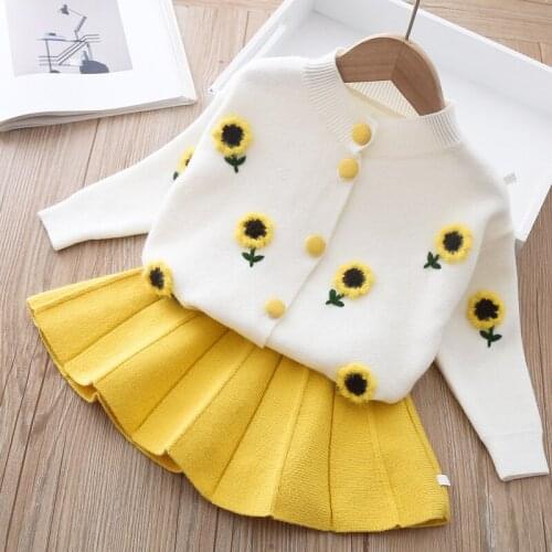 2021 New Kids Clothes Autumn Baby Girls Clothes Set Tops+Skirt Lady suit Toddler Suit Winter Children sweater For Girls 2-6 Year
