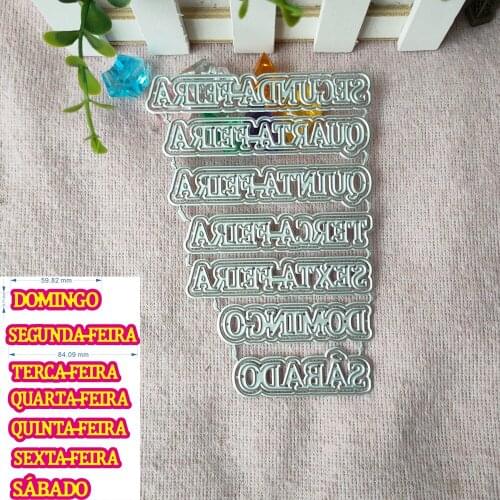 New 7Pcs 1 week words metal cutting Die mold frame for scrapbook photo album decoration carving handmade paper card