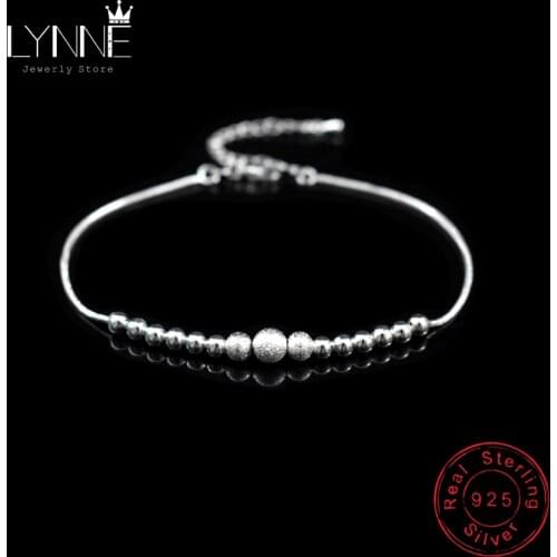 New Fashion Round Ball Beaded Anklet Foot Chain 925 Sterling Silver Frosted Beads Charm Anklets Bracelets For Women Jewelry Gift