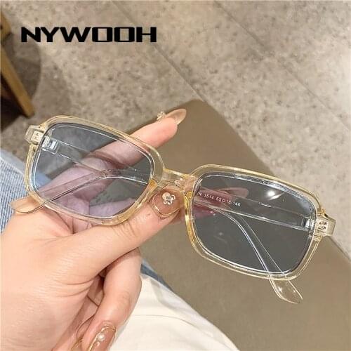 NYWOOH Vintage Clear Square Sunglasses Women Brand Designer Retro Small Sun Glasses for Men Classic Black Leopard Eyewear