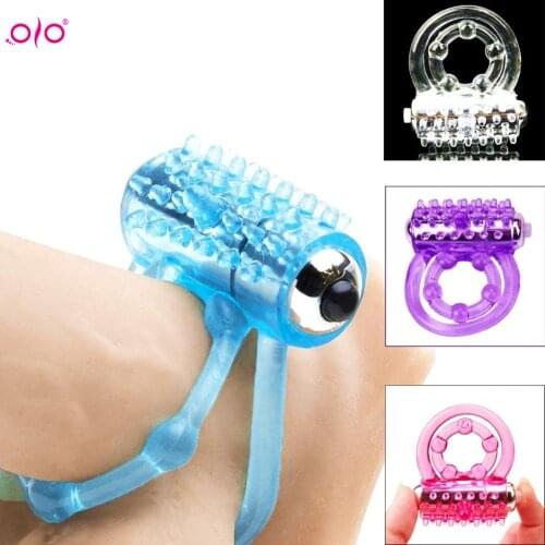 OLO Penis Vibrating Ring Lasting Enlarge Cock Harness Prepuce Bondage Men Sex Toy Erect Fetish Couples Sexual brinquedos