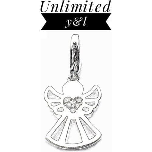 Love Heart Angel Charms Pendant for DIY Jewelry Making 925 Sterling Silver Zirconia Jewelry Accessories Fit Bracelets Necklaces