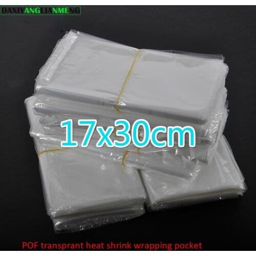 200pcs/lot 17x30cm Clear Transparent Shrink Wrap Package Heat Seal Bag POF Gift packing plastic bags for comestic bottles boxes