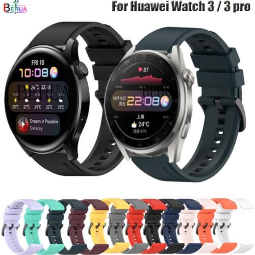 Silicone 22mm WatchBand Strap For Huawei Watch 3 / 3 pro / 2 pro Smart WristBand For Huawei Watch GT 2 46mm Bracelet Wriststrap