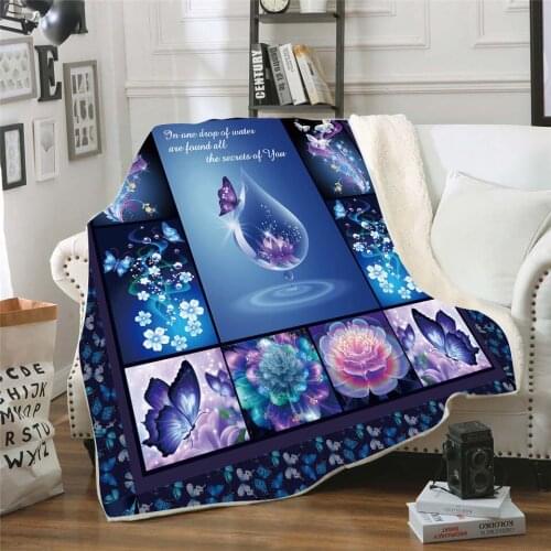 Cute Butterfly Sherpa Blanket Printing Child Adult Throw Blankets for Beds Home Life Picnic Travel Fashion Thick Quilts
