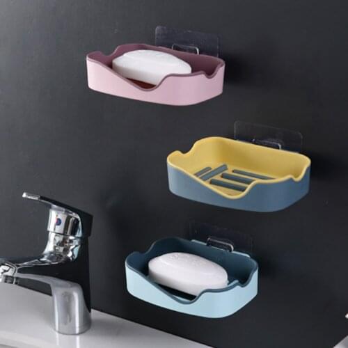 Soap Rack No Drilling Wall Mounted Double Layer Soap Holder Soap Sponge Dish Bathroom Accessories Soap Dishes Self Adhesive