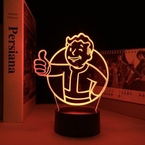 Fallout Shelter Game Logo LED Night Light for Kids Child Bedroom Decoration Colorful USB Table Lamp Cool Event Prize Nightlight