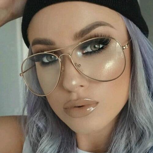 Unique Transparent Glasses Pilot Designer Gold Metal Clear Lens Optical Glasses Frame Winter Outdoors Womens Accessoires No Degr