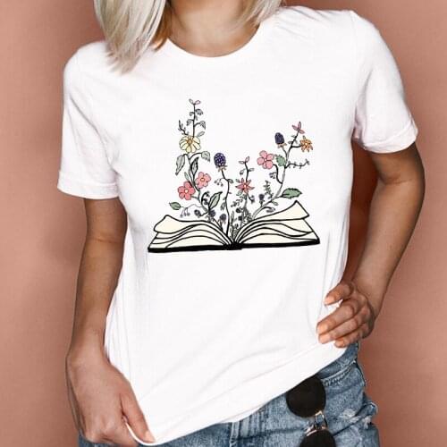 Women Graphic Flower Spring Summer 2021 Trend Fashion 90s Short Sleeve Lady Clothes Tops Tees Print Female Tshirt T-Shirt