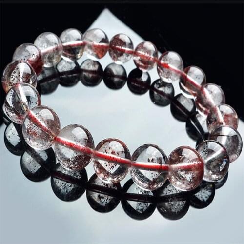 Just One 11mm Genuine Natural Red Phantom Quartz Stone Transparent Loose Round Beads Women Charm Crystal Bracelet Femme