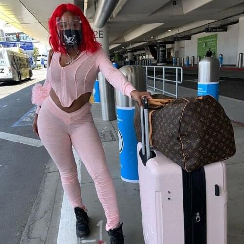 Echoine Autumn Spring Long Sleeve Zip Sweatshirt Top Jacket Pants Set Women 2 Pieces Set Tracksuit