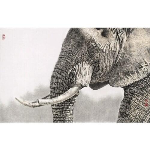 Elephant Wildlife Oil Painting Study Room Living Room Decoration Metal Signage 8x12 inch Home Kitchen Office